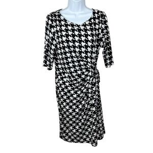 Medium Kiara Black White Houndstooth Dress Midi Retro Pinup Event Party